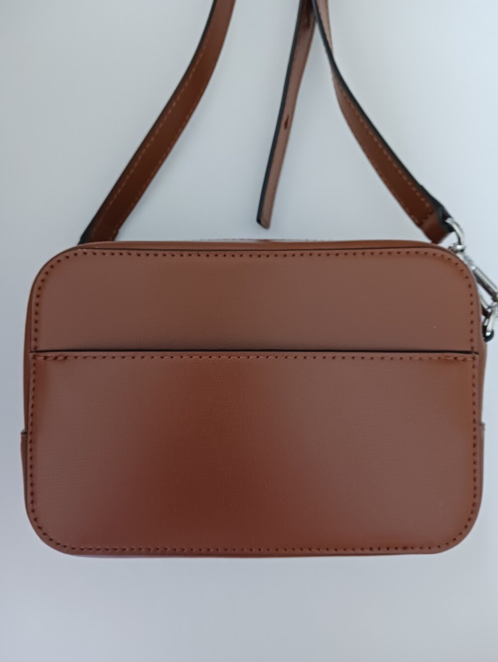 GANNI Cognac Textured Leather Crossbody Bag Adjustable Strap - Picture 5 of 9